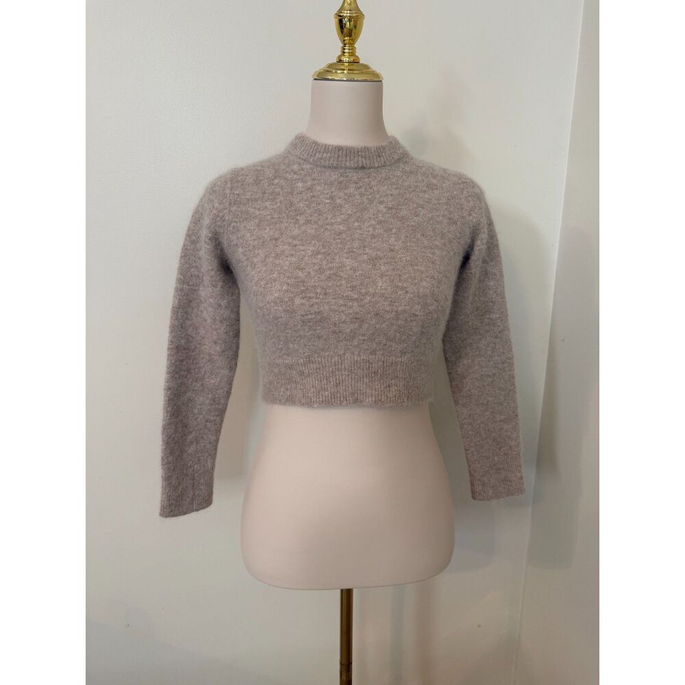 Lululemon Alpaca Wool Blend Cropped Sweater Heathered Grey Fuzzy Crewneck